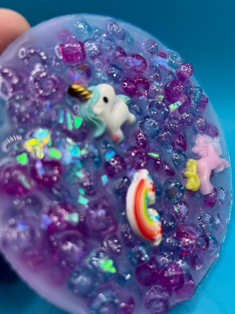 Unicorn and Rainbow Charm Silicone Picking Pad for Skin Picking, Dermatillomania, Picking Fidget, Picking Toy, Anxiety Relief, Fidget Picker
